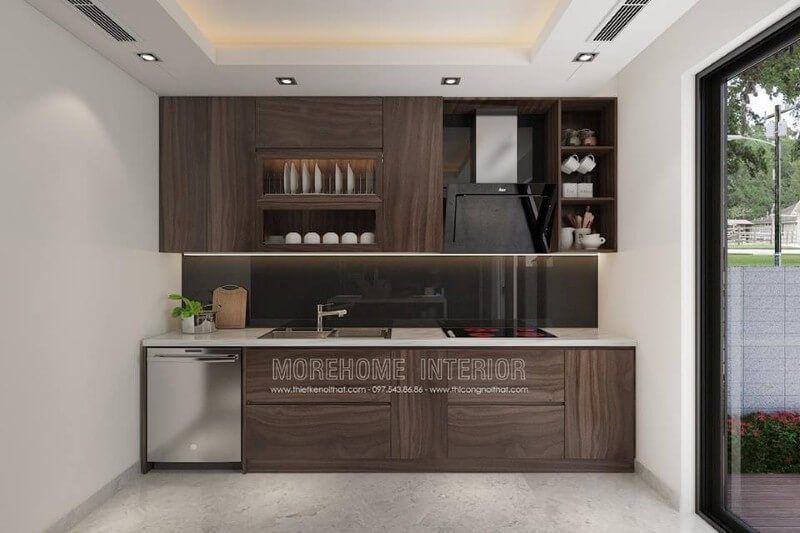 Thiết kế nội thất phòng bếp hiện đại đẹp có máy rửa bát cho nhà phố, chung cư, biệt thự.