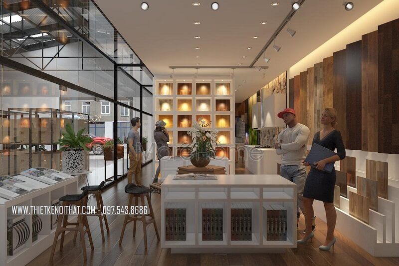 Mẫu thiết kế nội thất showroom JANHOME tiện nghi với cách trang trí trưng bày sản phẩm độc đáo, ấn tượng